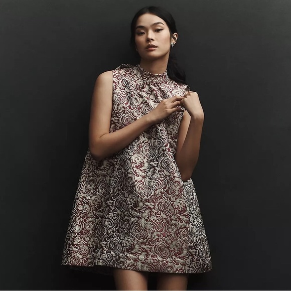 Anthropologie Dresses & Skirts - NWT! Anthropologie Pink Sunday in Brooklyn Brocade Mini Shift Dress 🔴